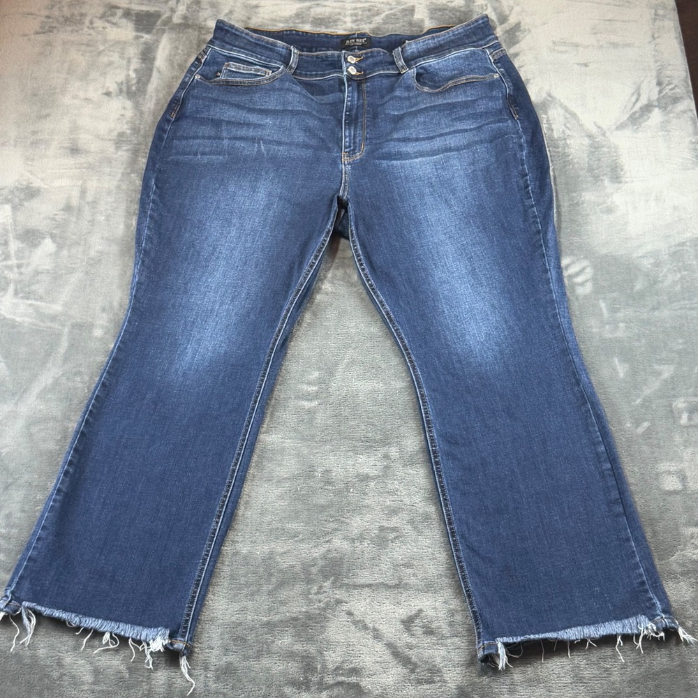 Judy Blue Bootcut Raw Hem Jeans Dark Wash JB82568DK-PL Blue 24W